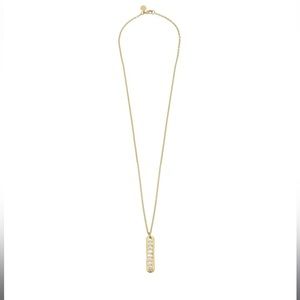 Susan Shaw Long Necklace Fresh Water Pearls Gold Bar
